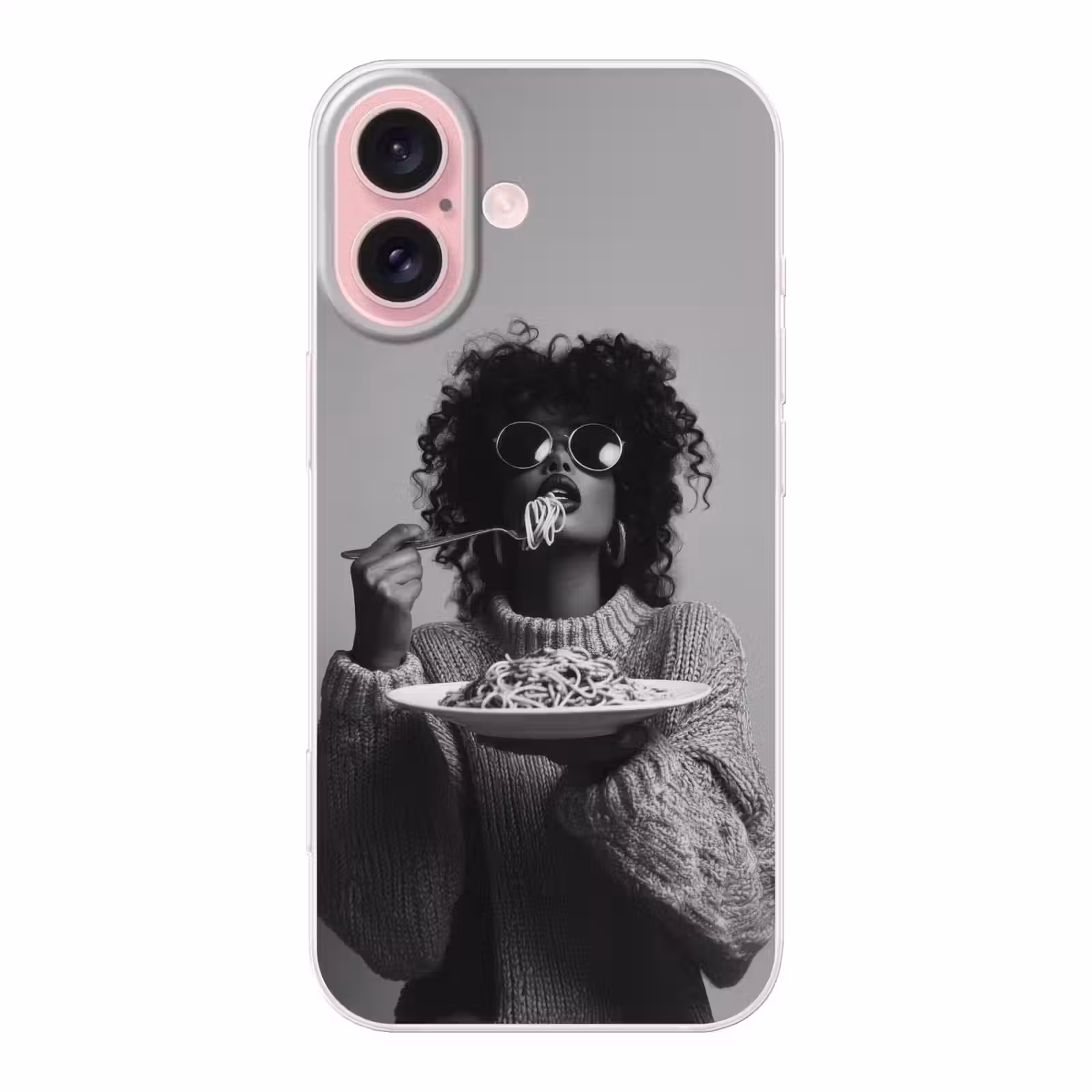 Telefoonhoesje - Vrouw - Pasta - Zwart - Wit — 1