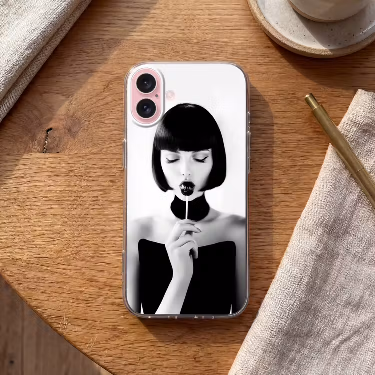 Telefoonhoesje - Vrouw - Lolly - Zwart - Wit — 2