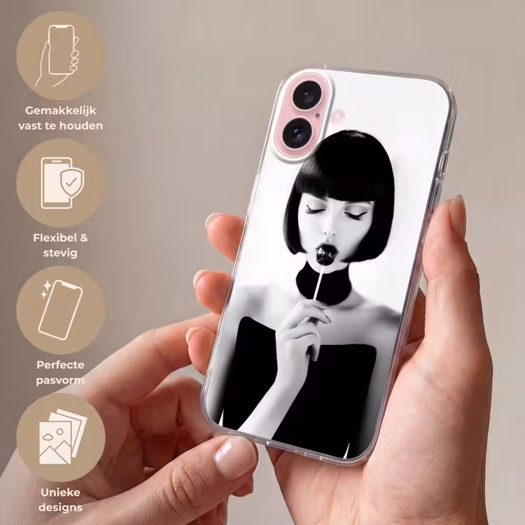 Telefoonhoesje - Vrouw - Lolly - Zwart - Wit — 4
