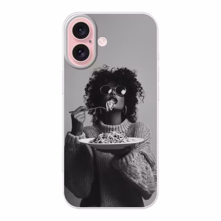 Telefoonhoesje - Vrouw - Pasta - Zwart - Wit — 1