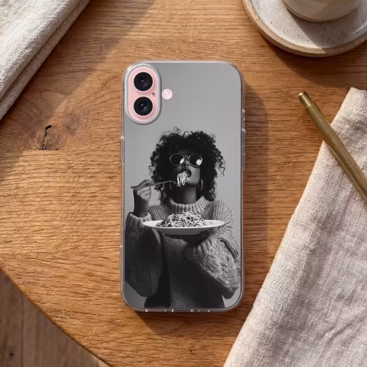 Telefoonhoesje - Vrouw - Pasta - Zwart - Wit — 2