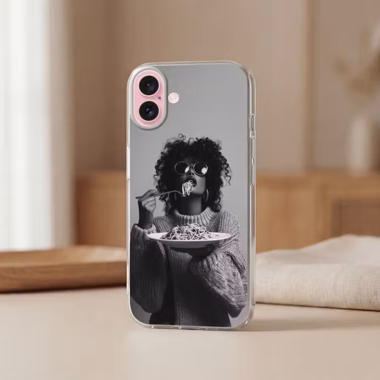Telefoonhoesje - Vrouw - Pasta - Zwart - Wit — 3