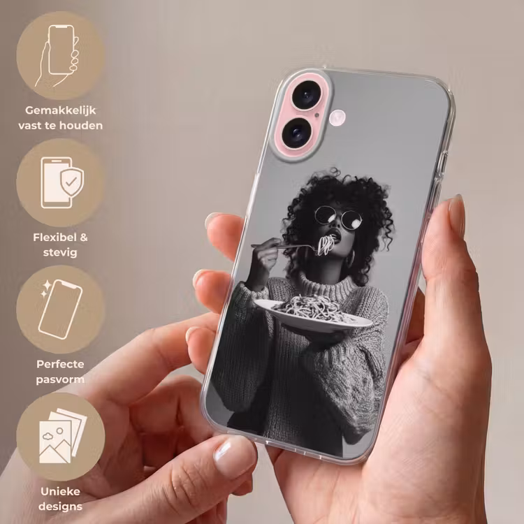 Telefoonhoesje - Vrouw - Pasta - Zwart - Wit — 4
