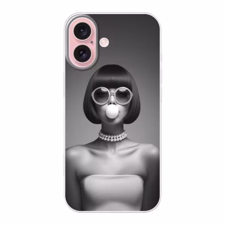 Telefoonhoesje - Vrouw - Zwart Wit - Ketting - Zonnebril — 1
