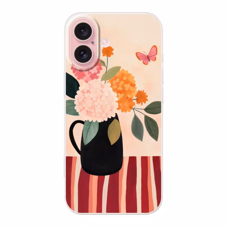Telefoonhoesje - Vaas - Bloemen - Vlinder - Rood — 1