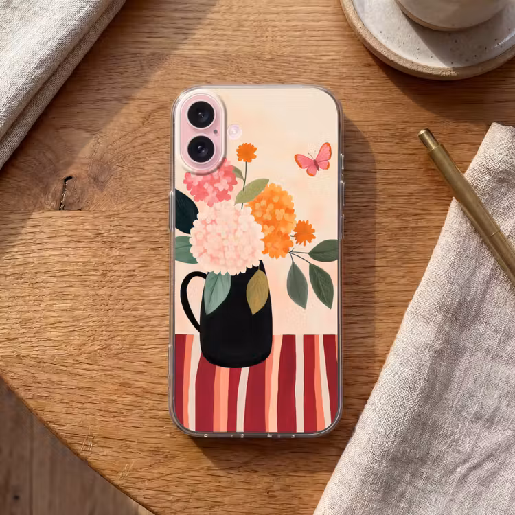 Telefoonhoesje - Vaas - Bloemen - Vlinder - Rood — 2