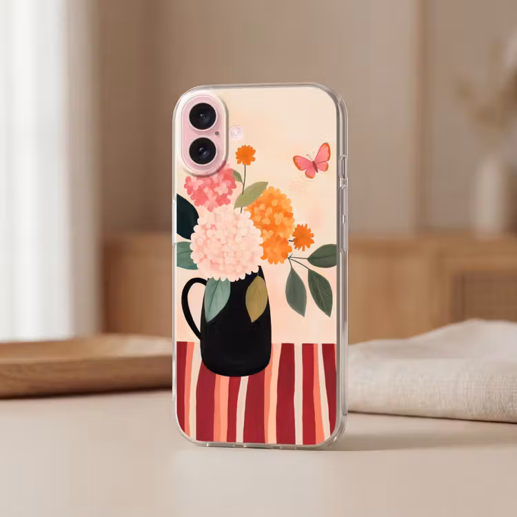 Telefoonhoesje - Vaas - Bloemen - Vlinder - Rood — 3