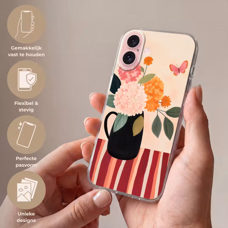 Telefoonhoesje - Vaas - Bloemen - Vlinder - Rood — 4