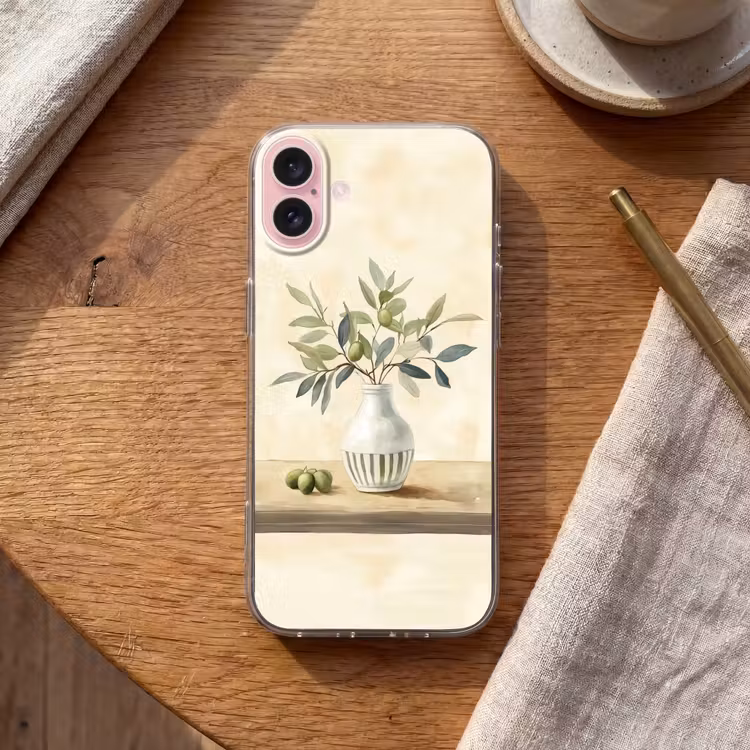 Telefoonhoesje - Vaas - Keramiek - Olijftakken — 2