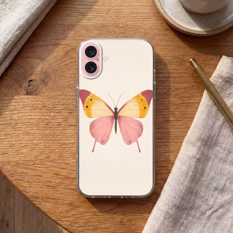 Telefoonhoesje - Vlinder - Illustratie - Roze — 2