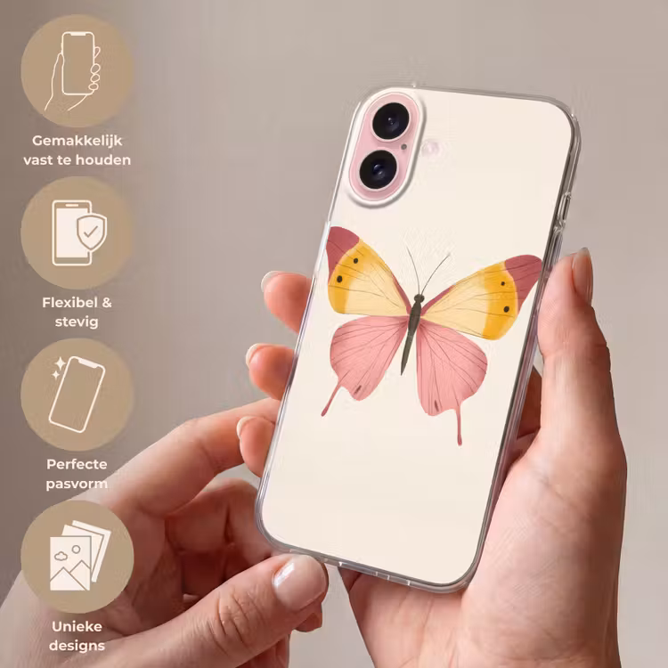 Telefoonhoesje - Vlinder - Illustratie - Roze — 4