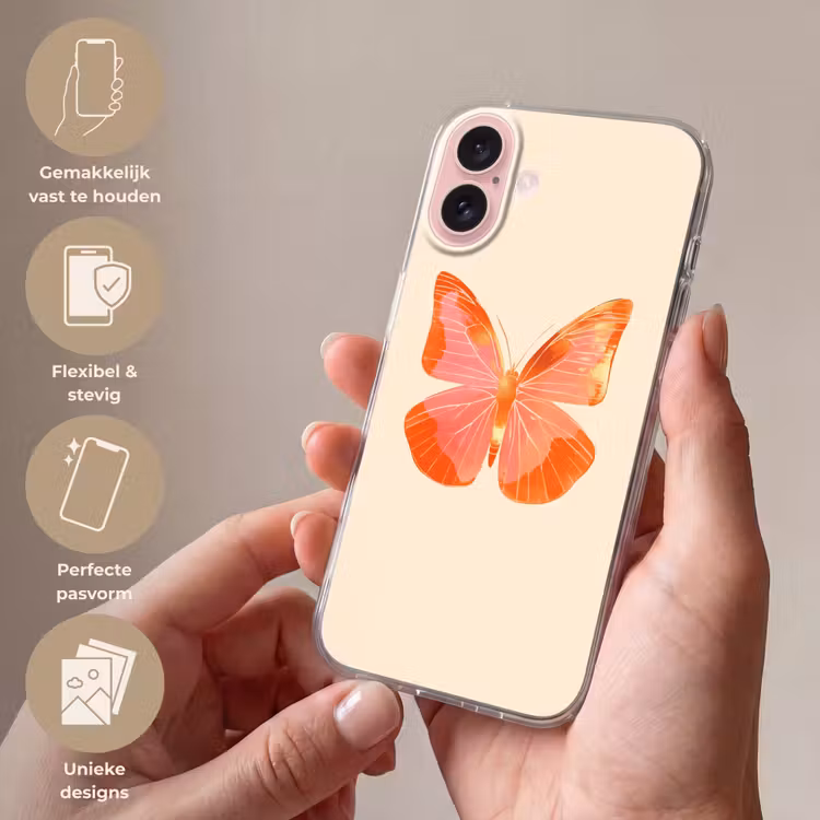 Telefoonhoesje - Vlinder - Minimalistisch - Roze — 4