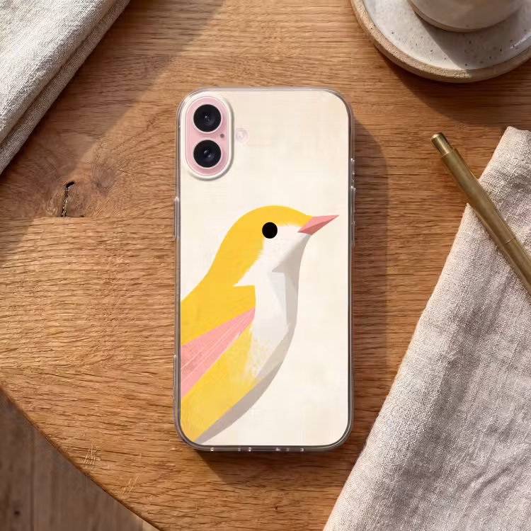Telefoonhoesje - Vogel - Minimalistisch - Geel — 2