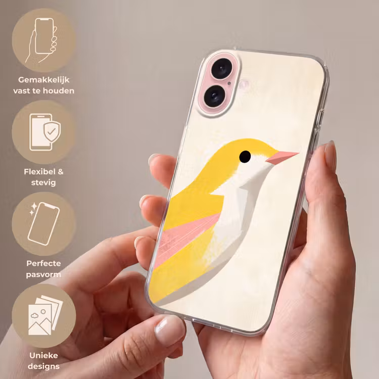 Telefoonhoesje - Vogel - Minimalistisch - Geel — 4