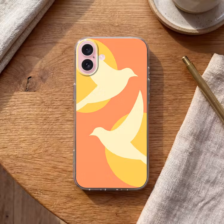 Telefoonhoesje - Vogels - Cirkels - Geel — 2