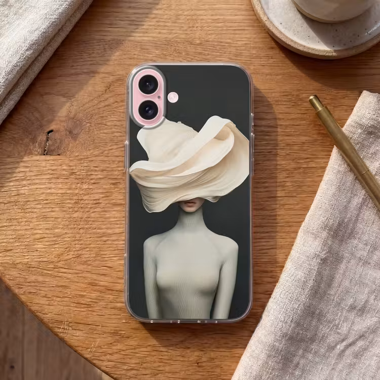 Telefoonhoesje - Vrouw - Beige - hoed — 2