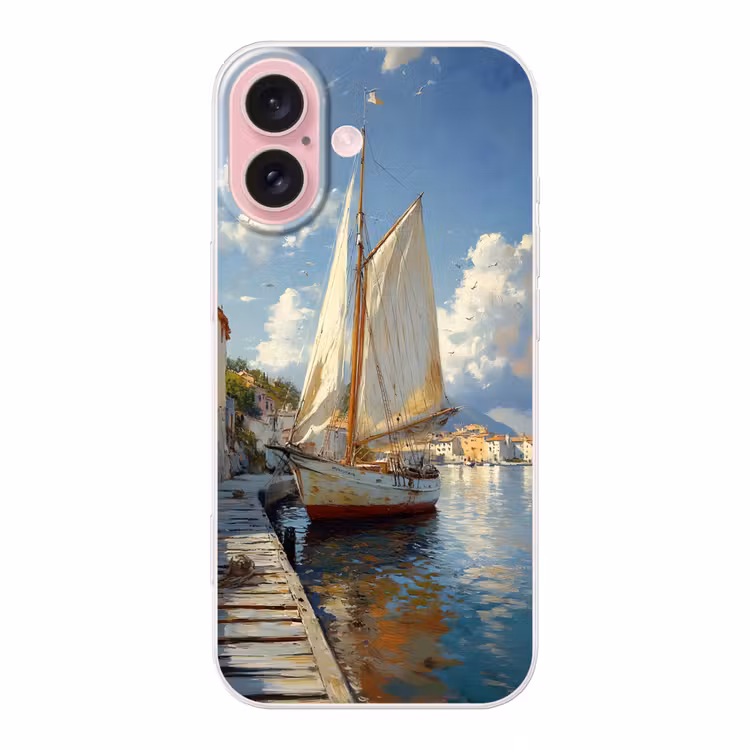 Telefoonhoesje - Zeilschip - Huizen - Kade - Zee — 1