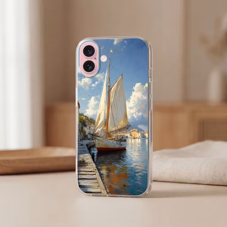 Telefoonhoesje - Zeilschip - Huizen - Kade - Zee — 3