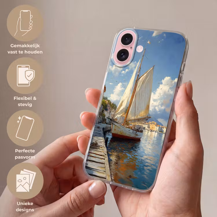Telefoonhoesje - Zeilschip - Huizen - Kade - Zee — 4