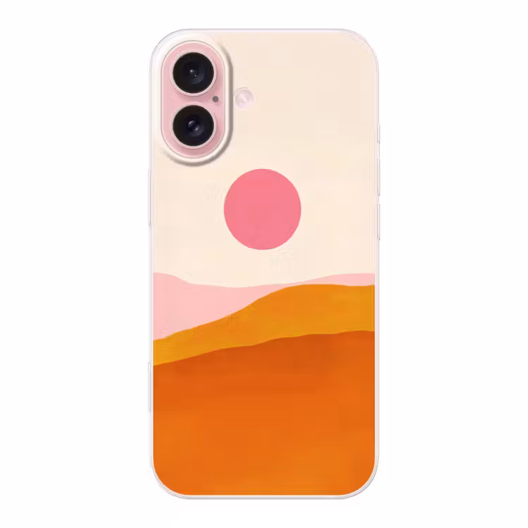 Telefoonhoesje - Zon - Heuvels - Abstract - Roze — 1