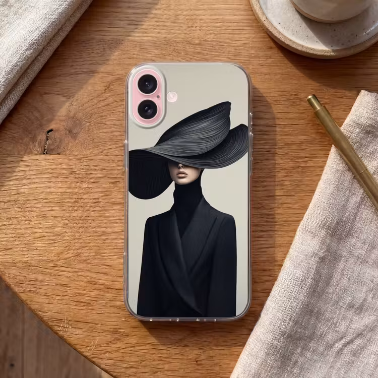 Telefoonhoesje - Zwart - Vrouw - Hoed — 2