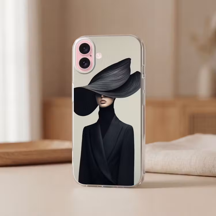 Telefoonhoesje - Zwart - Vrouw - Hoed — 3