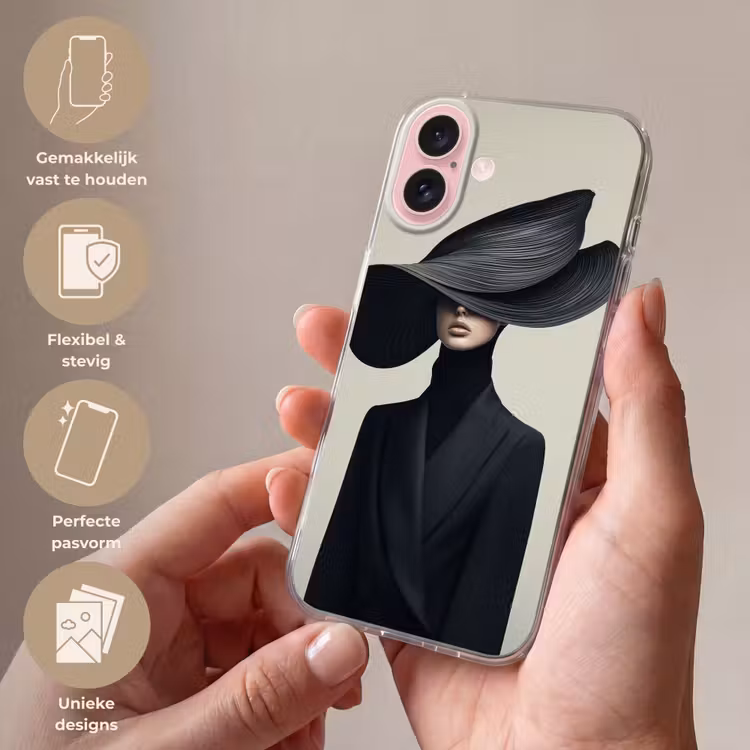 Telefoonhoesje - Zwart - Vrouw - Hoed — 4