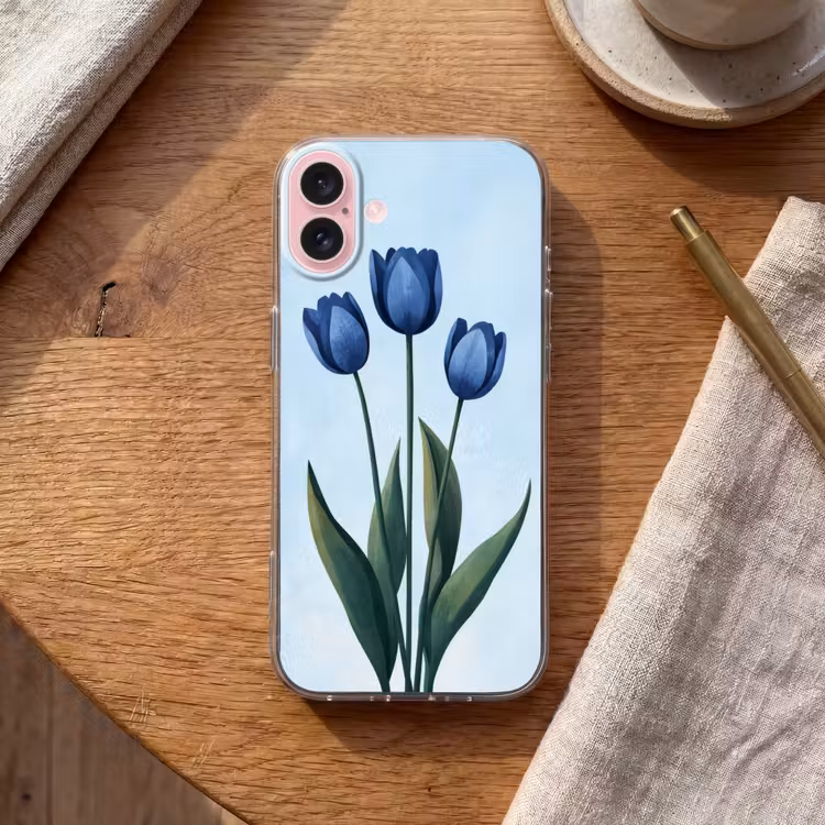 Telefoonhoesje - Tulpen - Blauw - Bladeren — 2