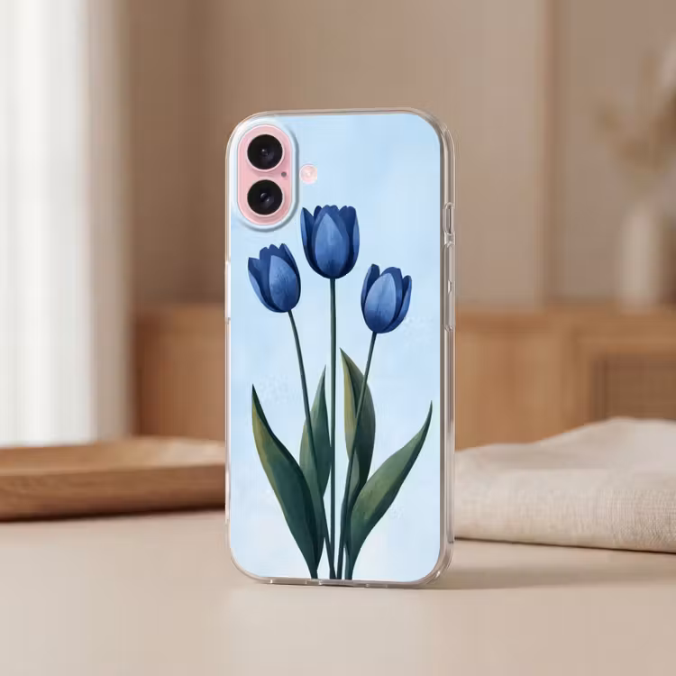 Telefoonhoesje - Tulpen - Blauw - Bladeren — 3