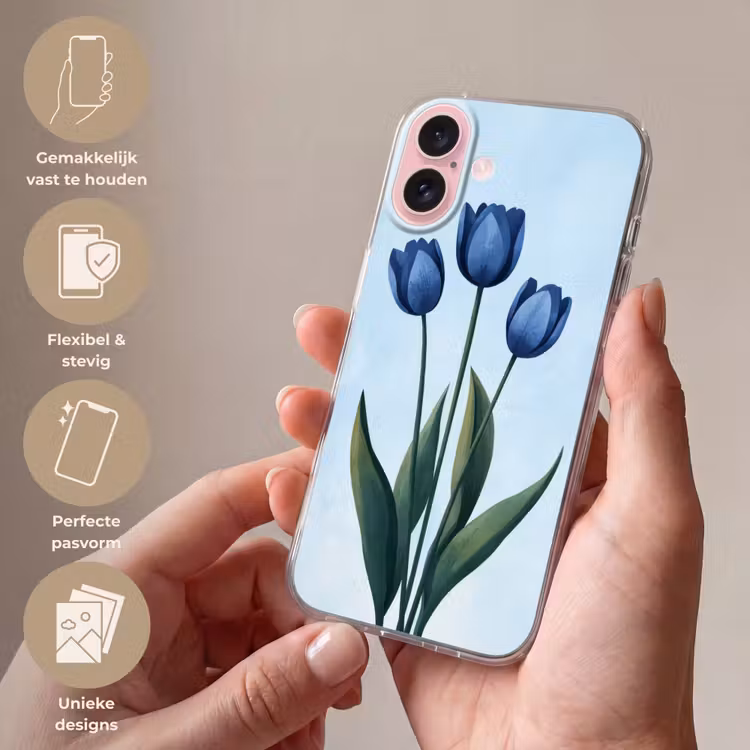 Telefoonhoesje - Tulpen - Blauw - Bladeren — 4