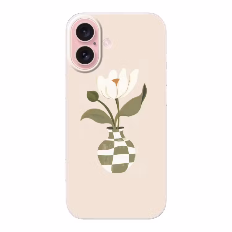 Telefoonhoesje - Vaas - Geruit - Bloem - Groen — 1