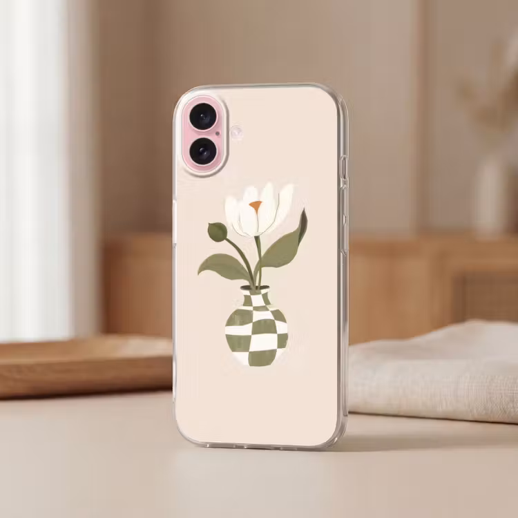 Telefoonhoesje - Vaas - Geruit - Bloem - Groen — 3