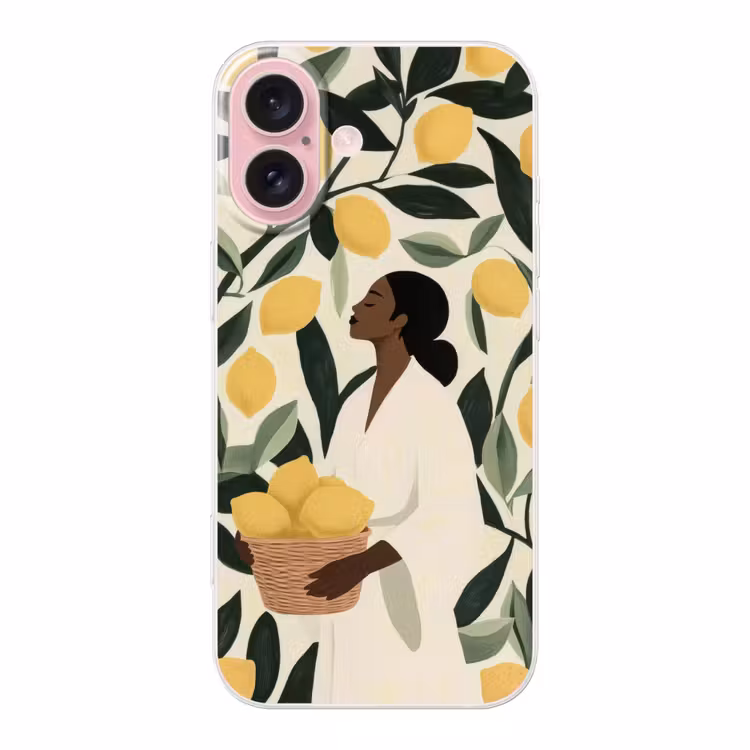 Telefoonhoesje - Vrouw - Mand - Citroenen - Bladeren — 1