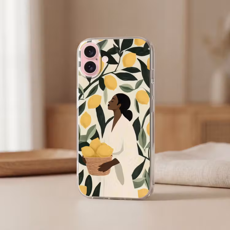 Telefoonhoesje - Vrouw - Mand - Citroenen - Bladeren — 3