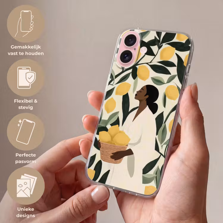Telefoonhoesje - Vrouw - Mand - Citroenen - Bladeren — 4