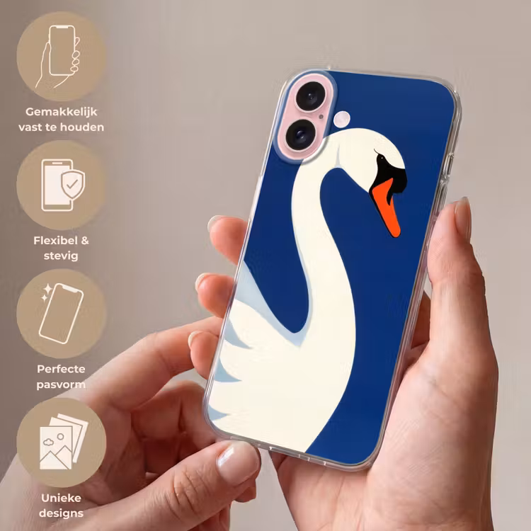 Telefoonhoesje - Zwaan - Wit - Snavel - Illustratie — 4