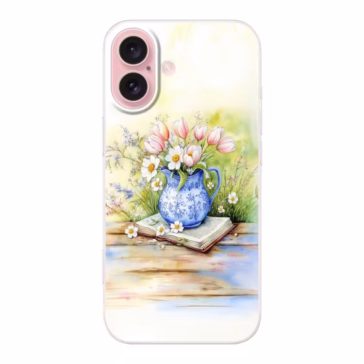 Telefoonhoesje - Vaas - Delftsblauw - Madeliefjes — 1