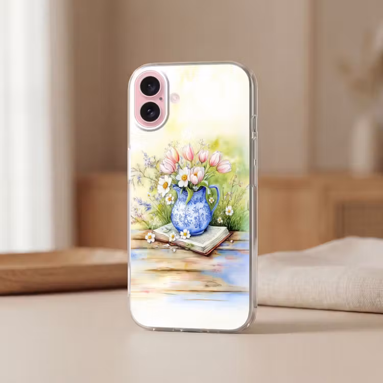 Telefoonhoesje - Vaas - Delftsblauw - Madeliefjes — 3