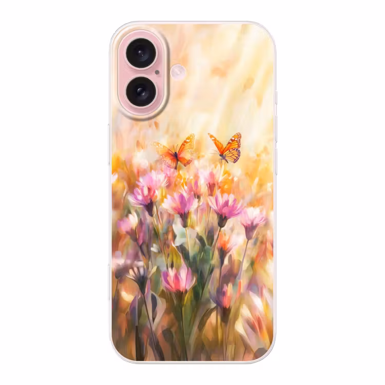 Telefoonhoesje - Vlinders - Oranje - Bloemen — 1