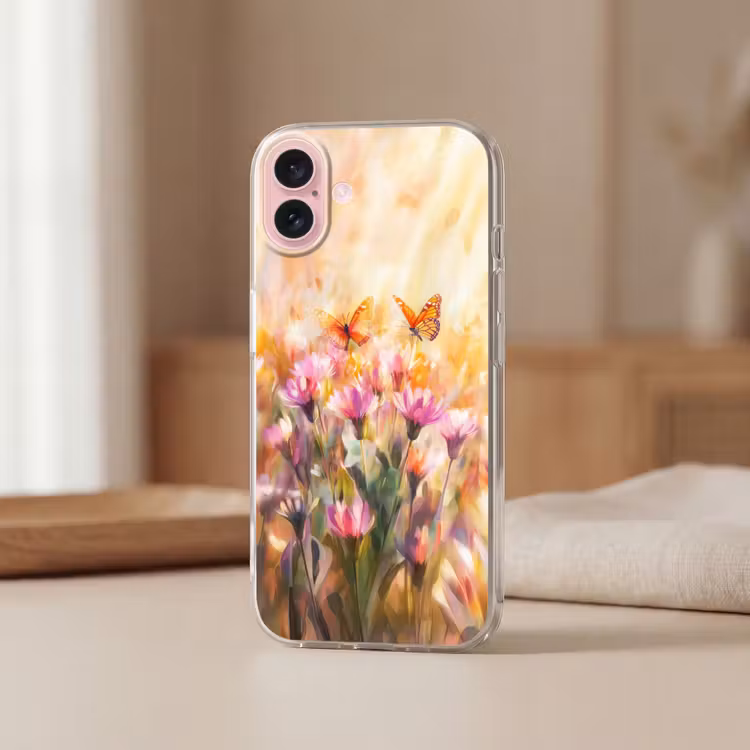 Telefoonhoesje - Vlinders - Oranje - Bloemen — 3