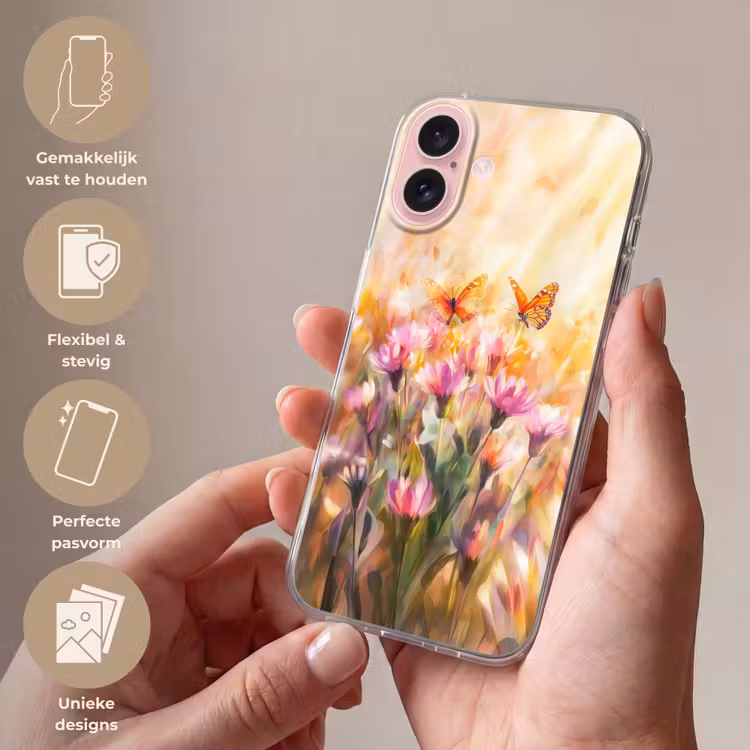 Telefoonhoesje - Vlinders - Oranje - Bloemen — 4