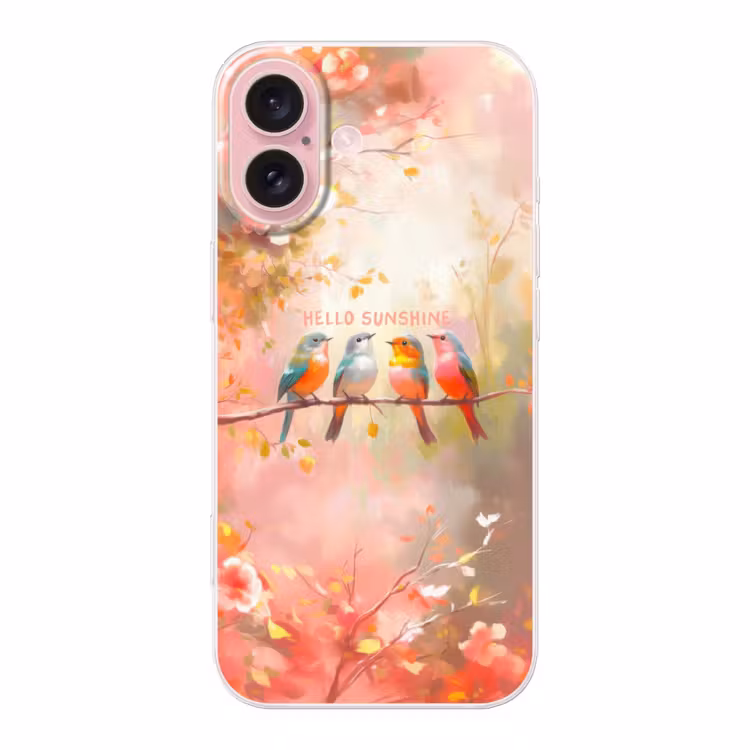 Telefoonhoesje - Vogels - Tak - Quote - Roze — 1