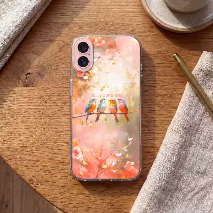 Telefoonhoesje - Vogels - Tak - Quote - Roze — 2