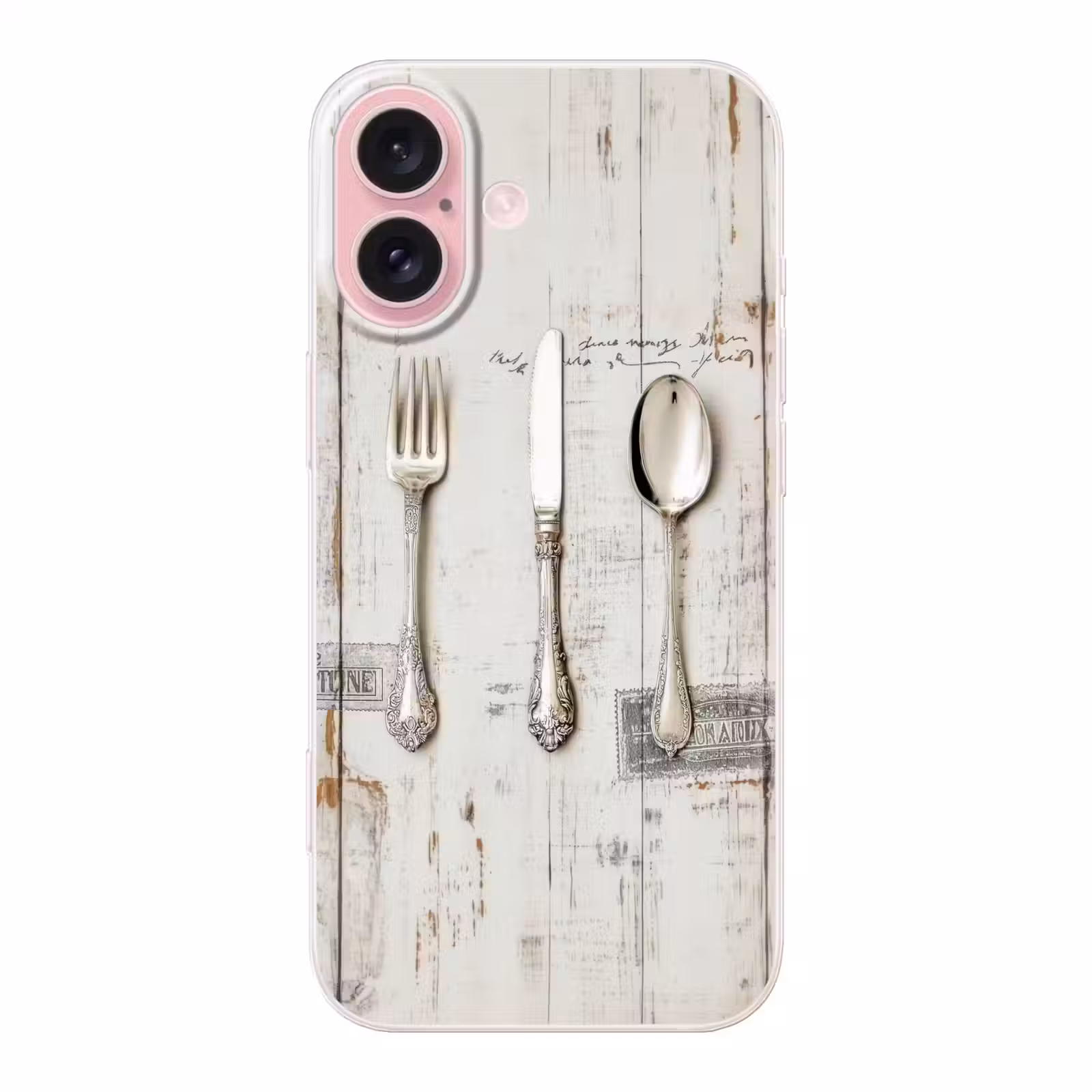 Telefoonhoesje - Zilver - Bestek - Hout — 1