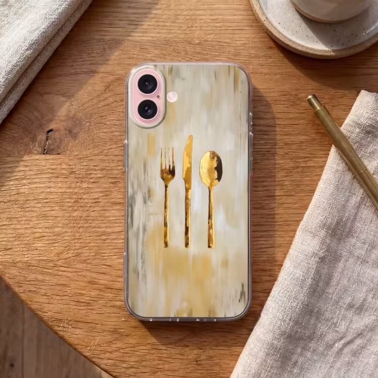 Telefoonhoesje - Verf - Goud - Bestek — 2