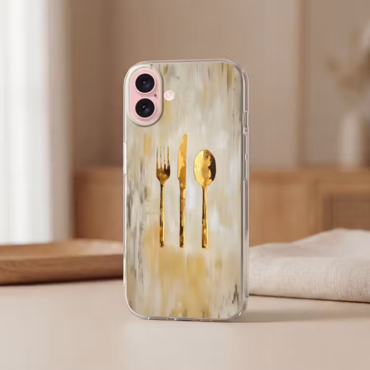 Telefoonhoesje - Verf - Goud - Bestek — 3
