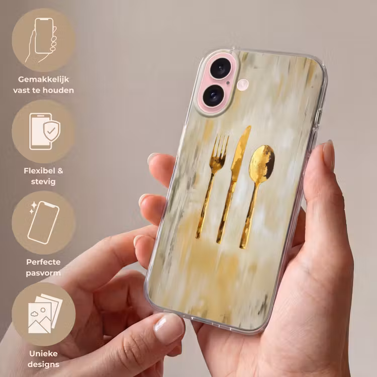 Telefoonhoesje - Verf - Goud - Bestek — 4