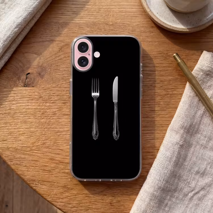 Telefoonhoesje - Vork - Mes - Zilver — 2