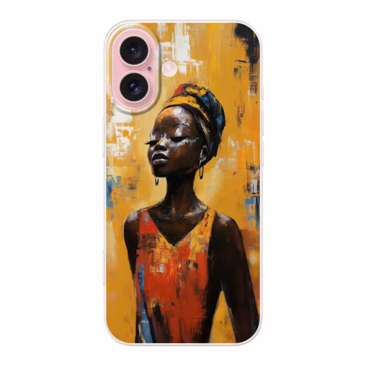 Telefoonhoesje - Vrouw - Ogen - Penseelstreken - Geel — 1