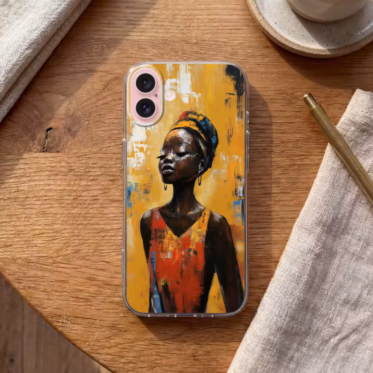 Telefoonhoesje - Vrouw - Ogen - Penseelstreken - Geel — 2